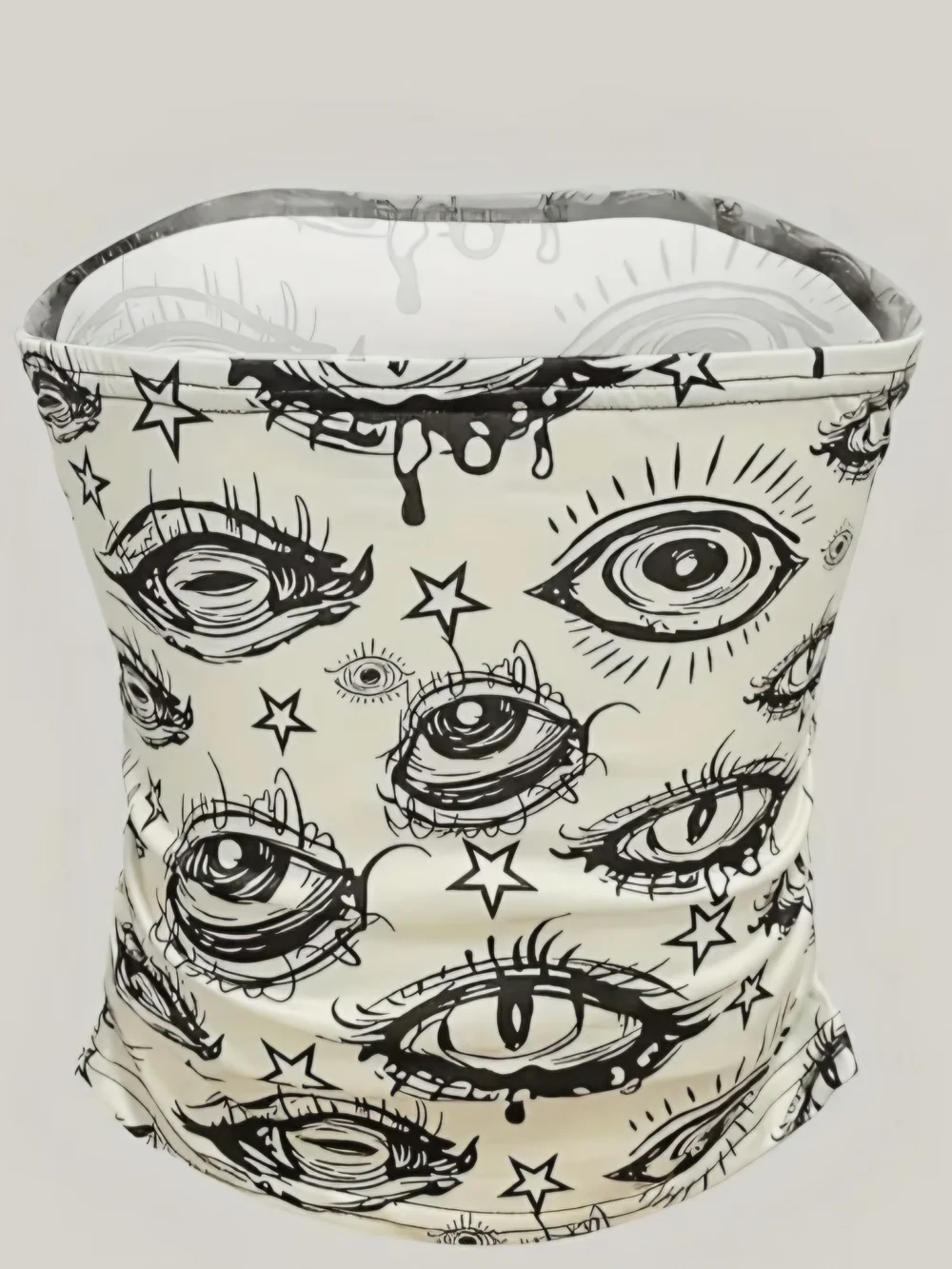 Cream Tube Top with Black Eye & Star Print